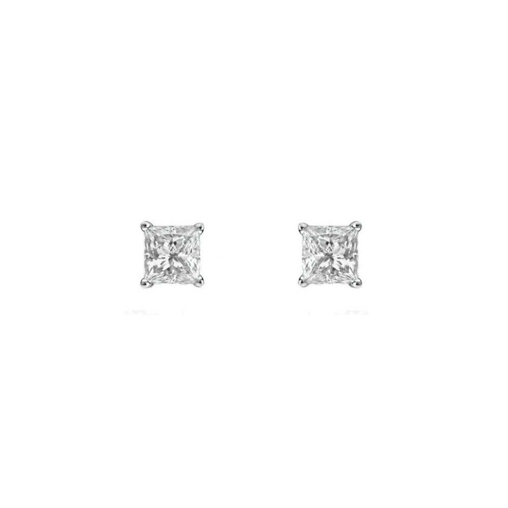 Platinum 0.53ct F VS2 GIA princess cut diamond stud earrings