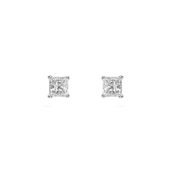 Platinum 0.53ct F VS2 GIA princess cut diamond stud earrings