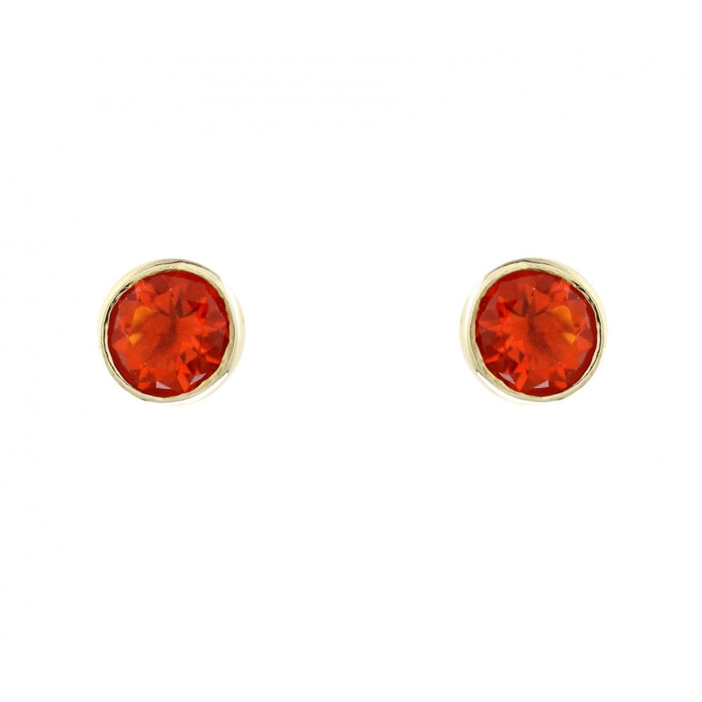 9ct yellow gold 5mm x 5mm round fire opal stud earrings