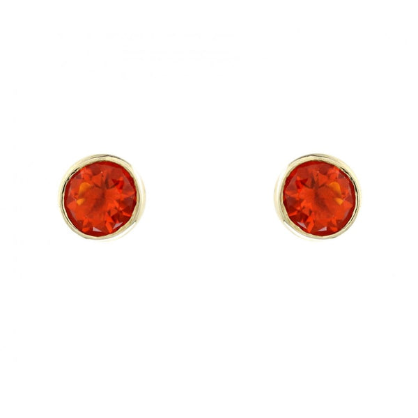9ct yellow gold 5mm x 5mm round fire opal stud earrings