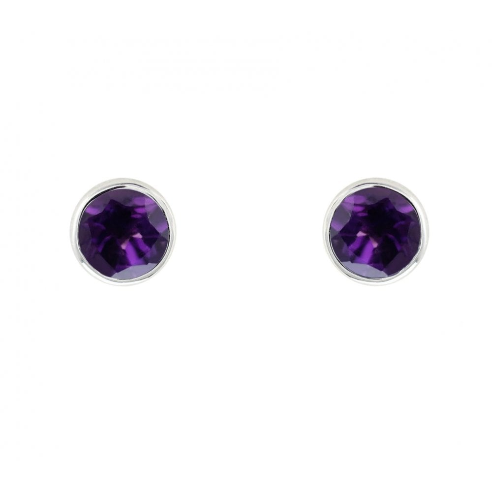 9ct white gold 5mm x 5mm round amethyst stud earrings