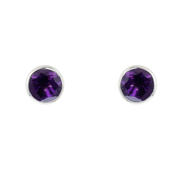 9ct white gold 5mm x 5mm round amethyst stud earrings