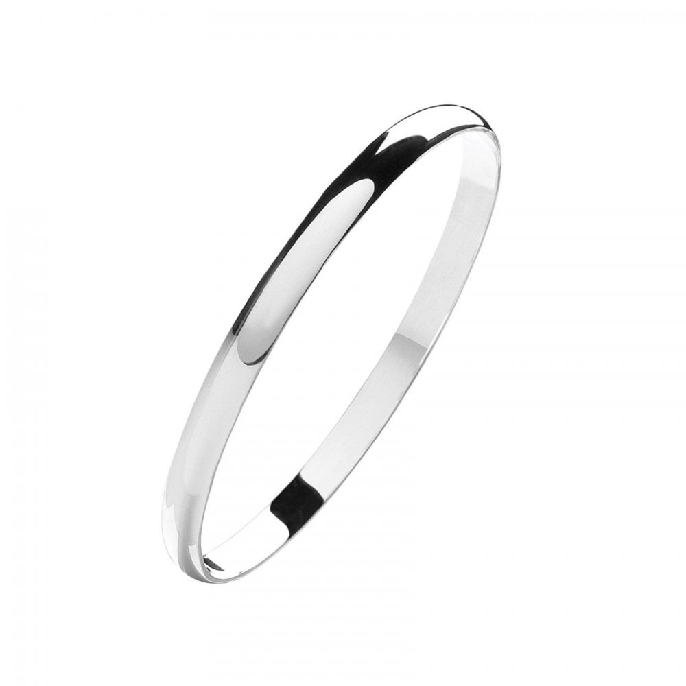 Silver 6.00mm D-shaped round bangle