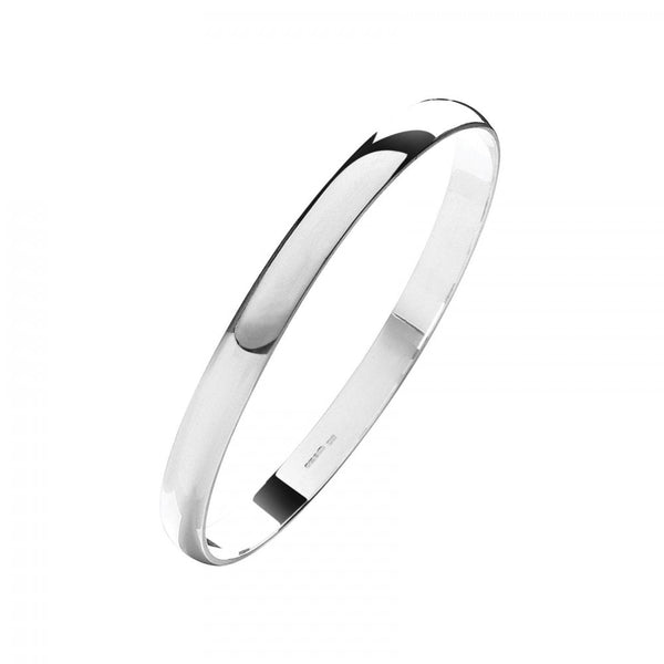 Silver 7.00mm D-shaped round bangle