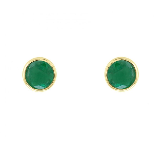 9ct yellow gold 4mm x 4mm round emerald stud earrings
