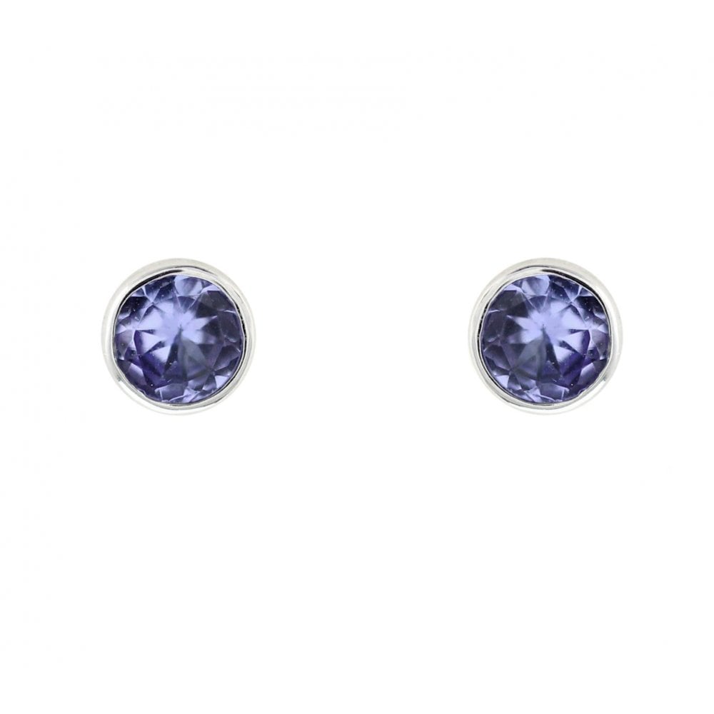 9ct white gold 4mm x 4mm round tanzanite stud earrings