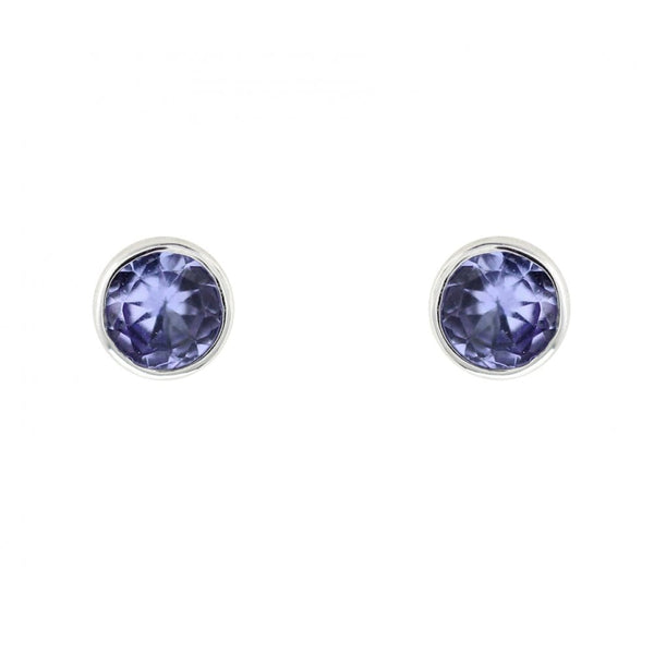 9ct white gold 4mm x 4mm round tanzanite stud earrings