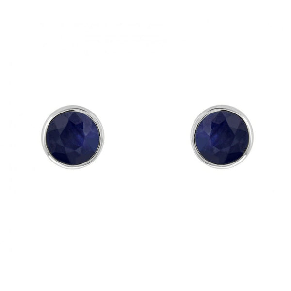 9ct white gold 5mm x 5mm round sapphire stud earrings