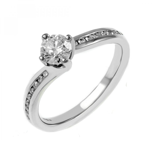Platinum 0.53ct E VS2 GIA round brilliant cut diamond twist ring
