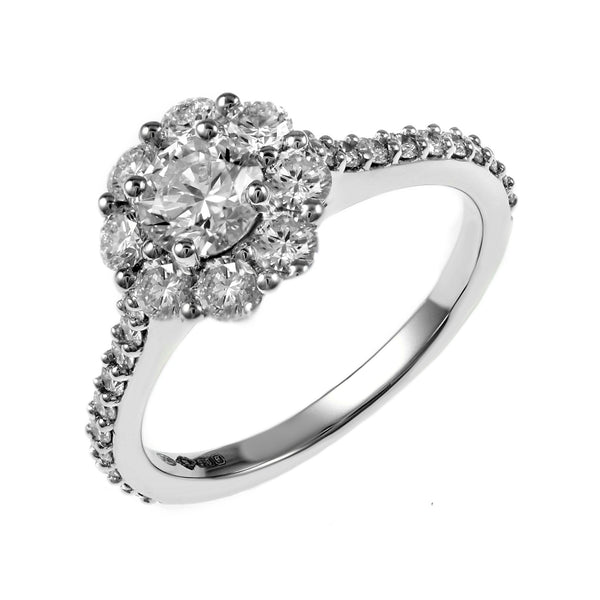 Platinum 0.87ct E VS1 GIA round brilliant diamond cluster ring