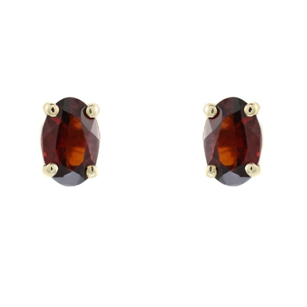 9ct yellow gold 6mm x 4mm garnet stud earrings