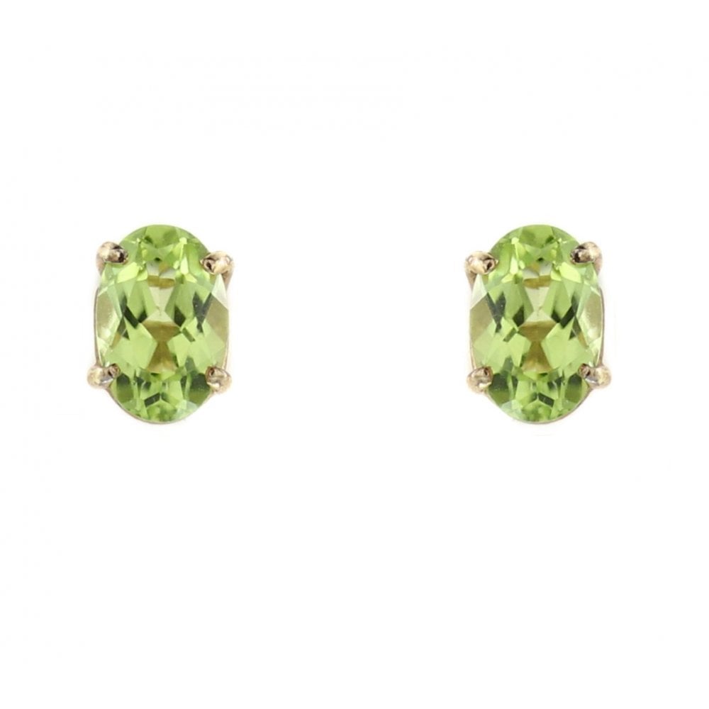 9ct yellow gold 6mm x 4mm peridot stud earrings