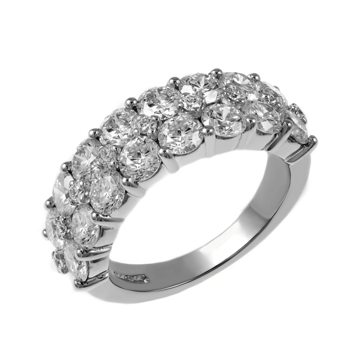 Platinum 3.41ct round brilliant diamond 2 row ring