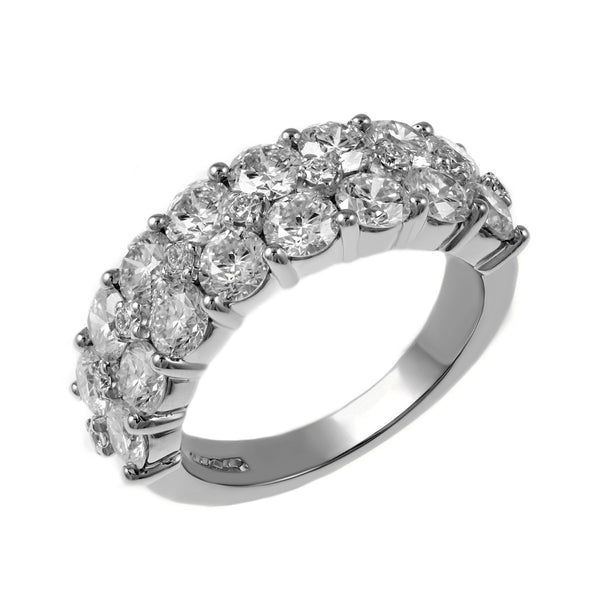 Platinum 3.41ct round brilliant diamond 2 row ring
