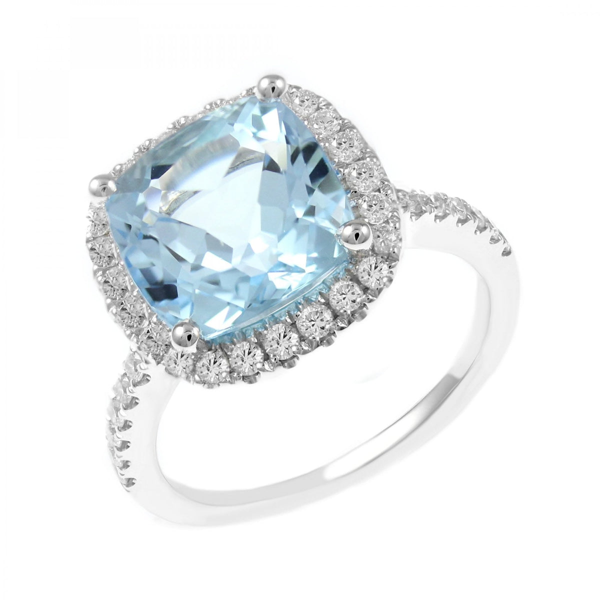 Platinum 6.37ct sky blue topaz & 0.51ct diamond ring