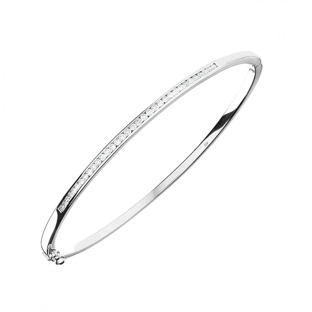 9ct white gold 0.50ct round brilliant cut diamond bangle