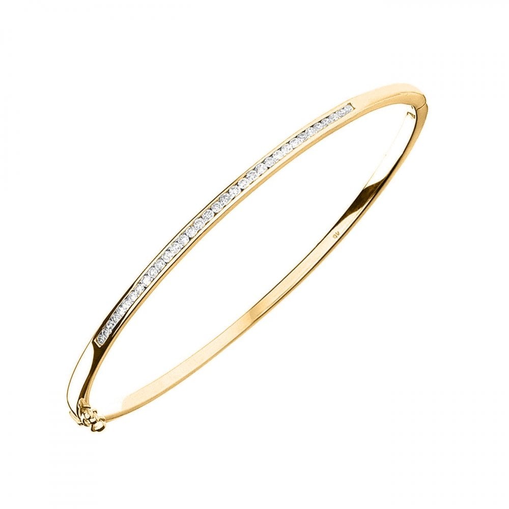 9ct yellow gold 0.50ct round brilliant cut diamond bangle
