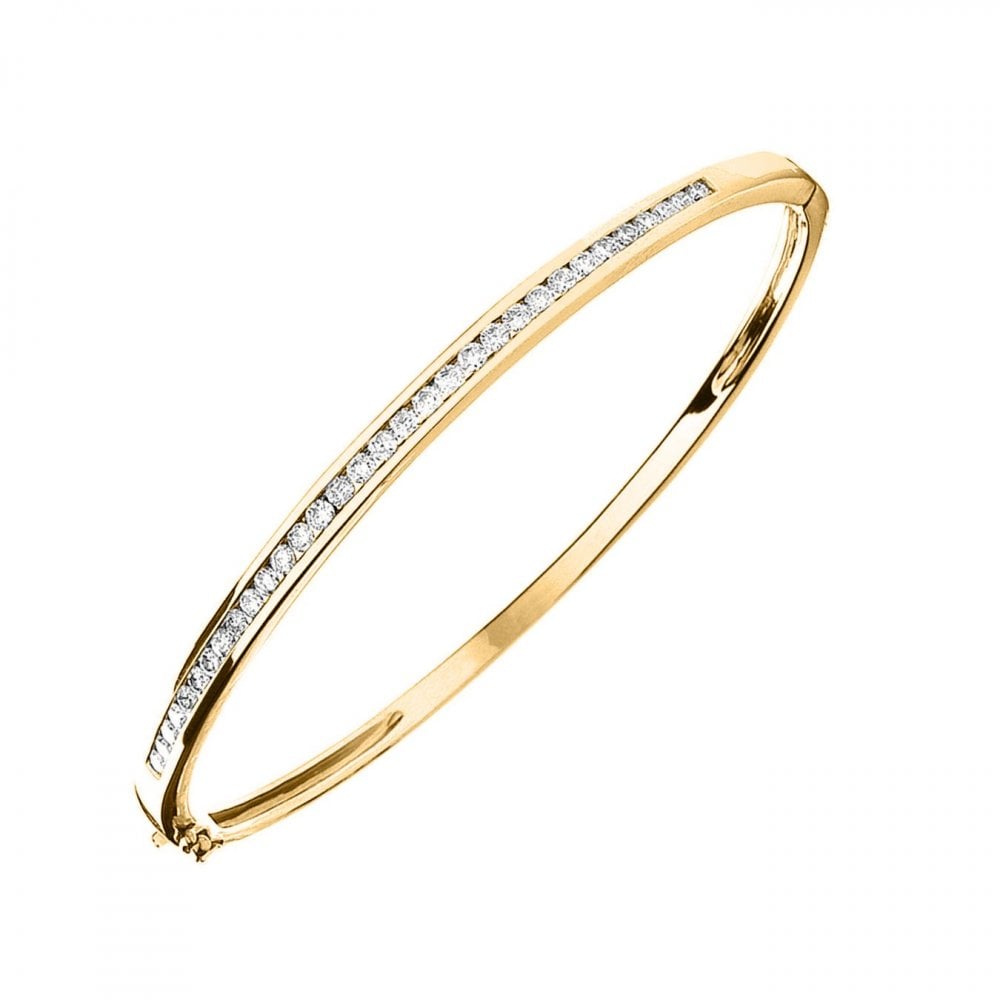 9ct yelow gold 1.00ct round brilliant cut diamond bangle