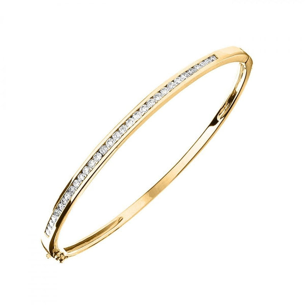 9ct yelow gold 1.00ct round brilliant cut diamond bangle