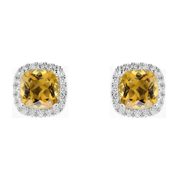18ct white gold 4.35ct citrine & 0.56ct diamond earrings