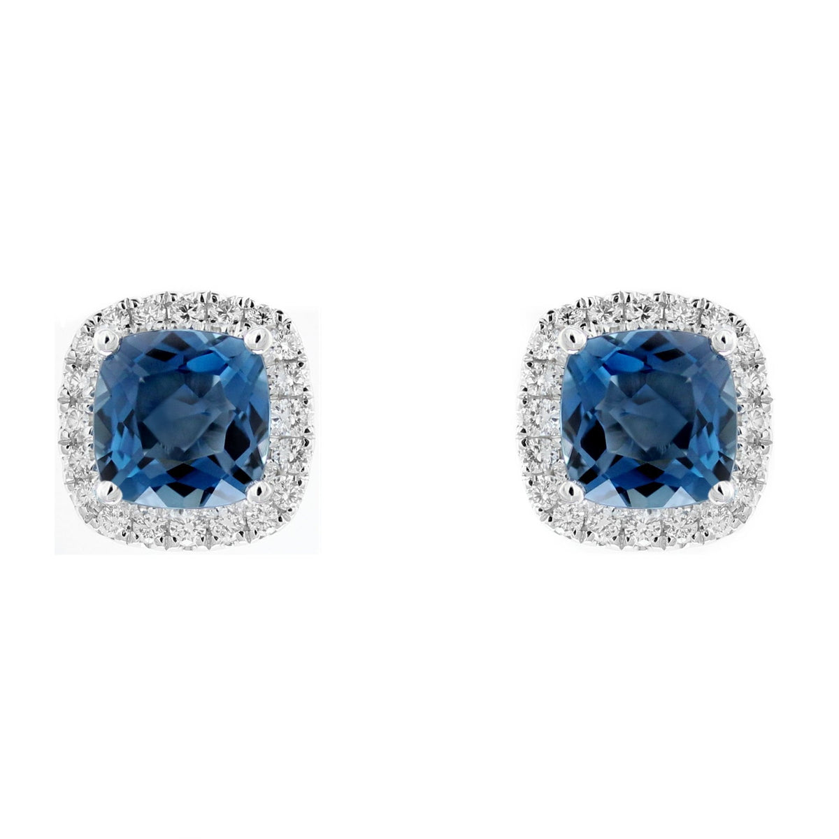 Platinum 6.14ct London blue topaz & 0.56ct diamond earrings