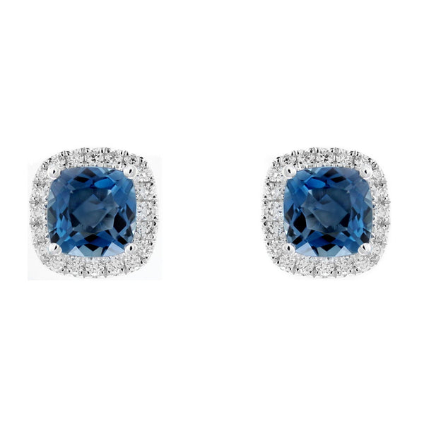 Platinum 6.14ct London blue topaz & 0.56ct diamond earrings