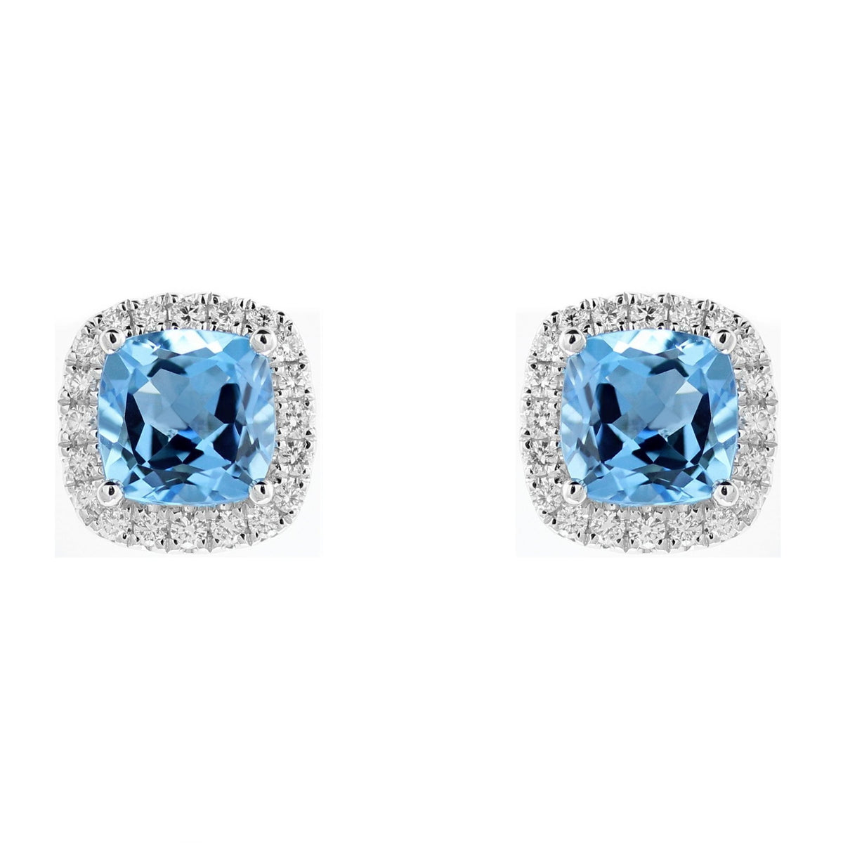 Platinum 5.65ct Swiss blue topaz & 0.56ct diamond earrings