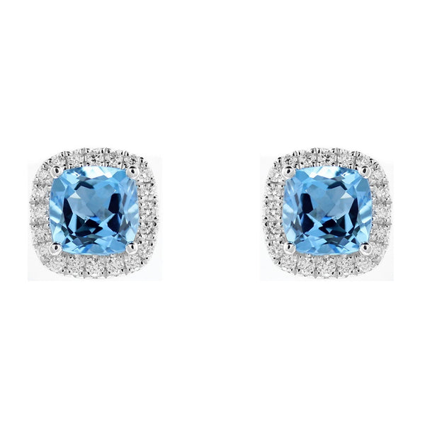 Platinum 5.65ct Swiss blue topaz & 0.56ct diamond earrings