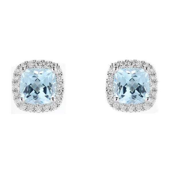 18ct white gold 5.44ct sky blue topaz & 0.55ct diamond earrings