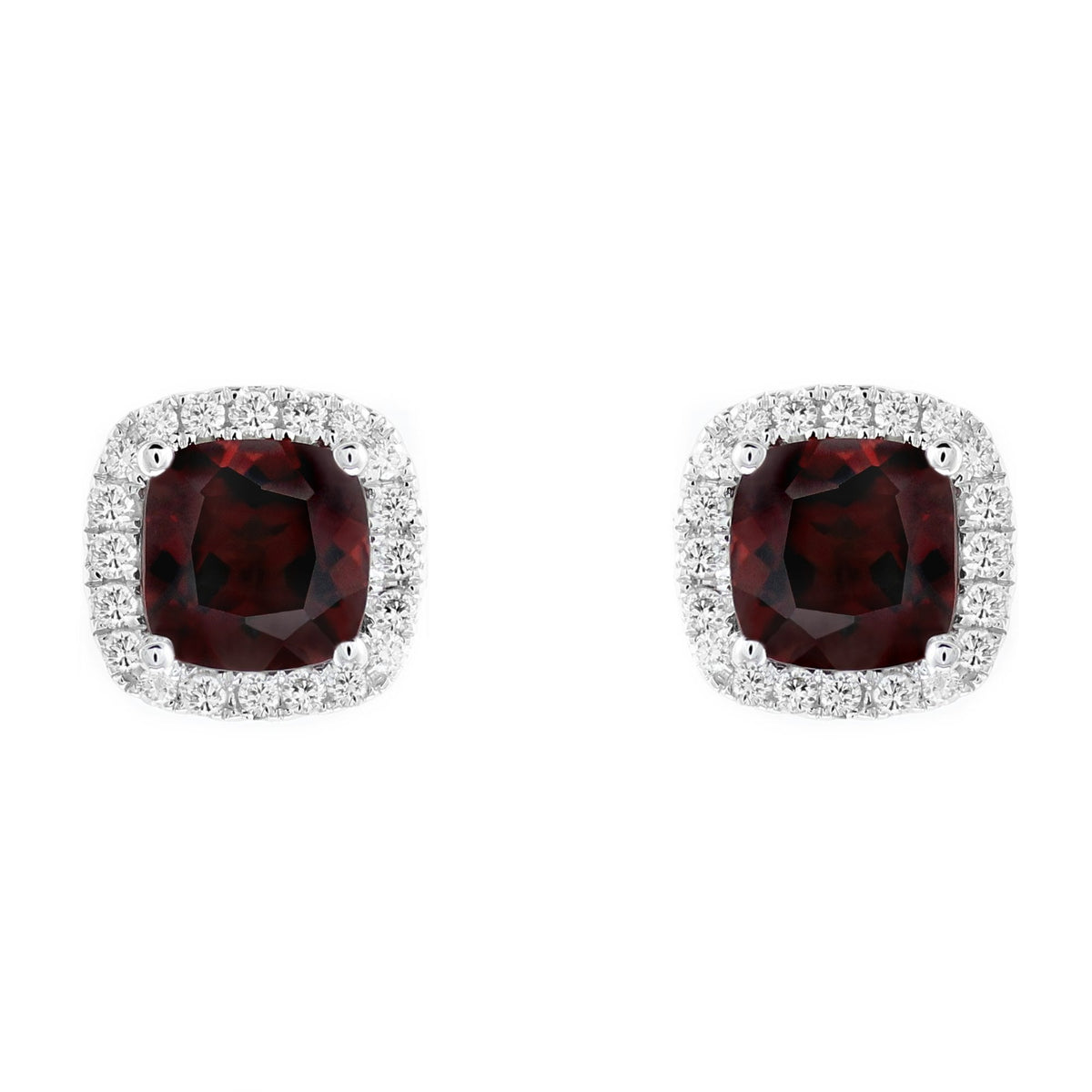 18ct white gold 5.85ct garnet & 0.55ct diamond earrings