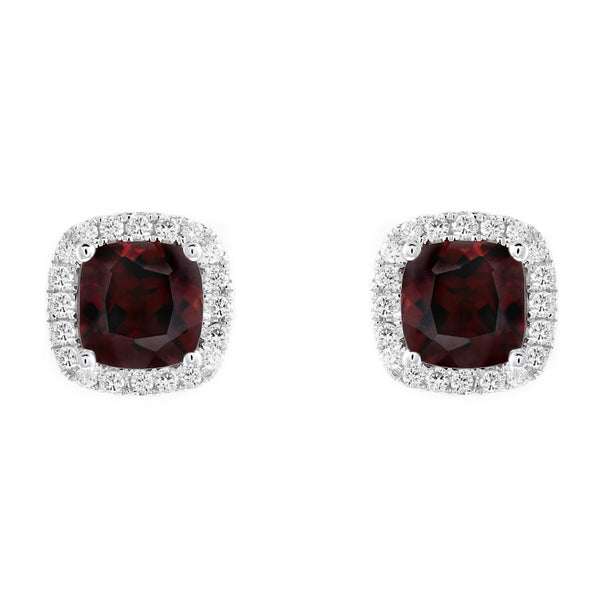 18ct white gold 5.85ct garnet & 0.55ct diamond earrings