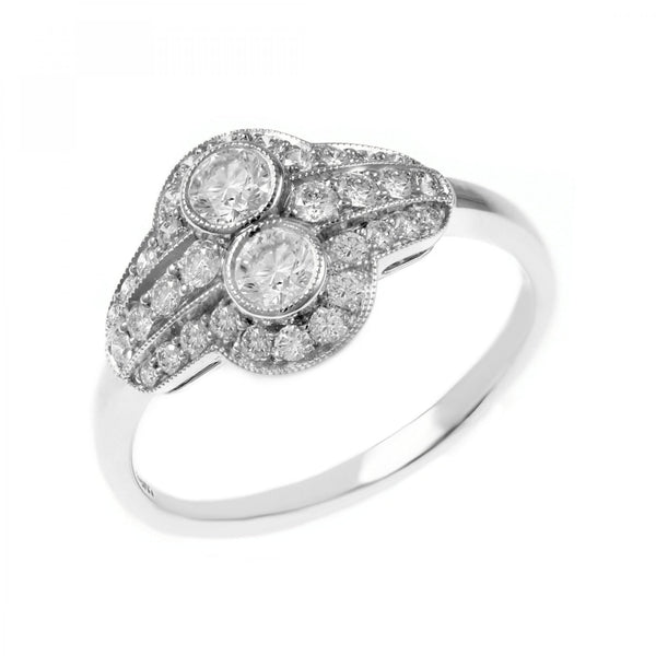 Platinum 0.56ct round brilliant cut diamond Art Deco style ring