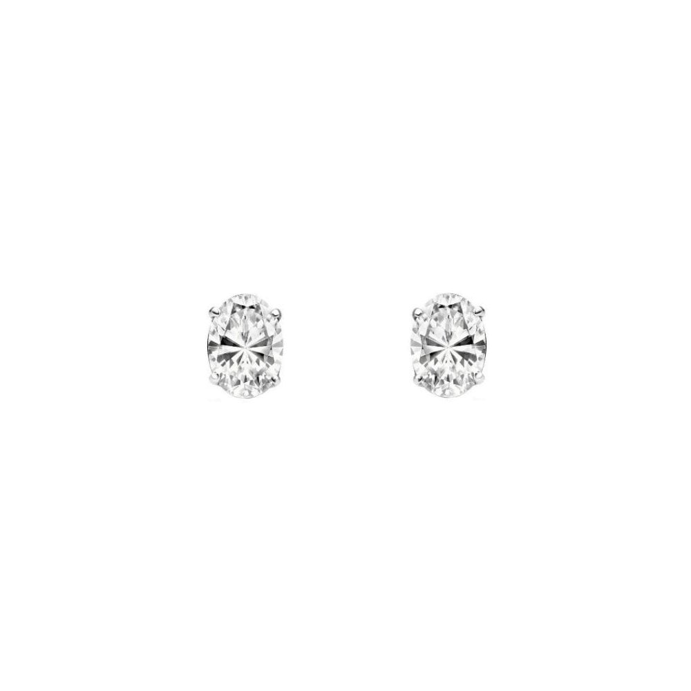 Platinum 0.70ct F VS2 GIA oval cut diamond stud earrings