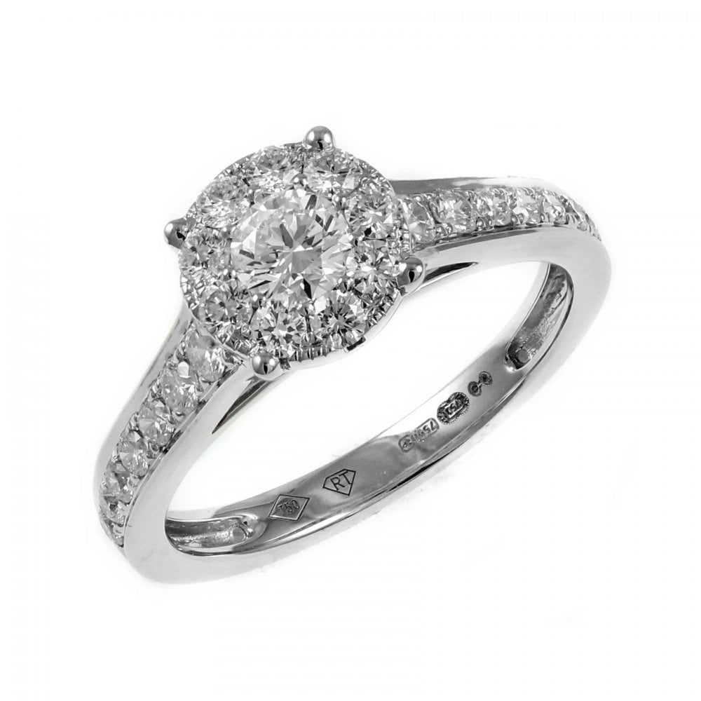 Platinum 0.84ct invisible set diamond cluster ring