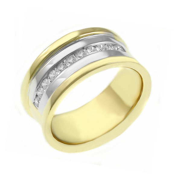18ct two tone gold 0.44ct round brilliant cut diamond ring