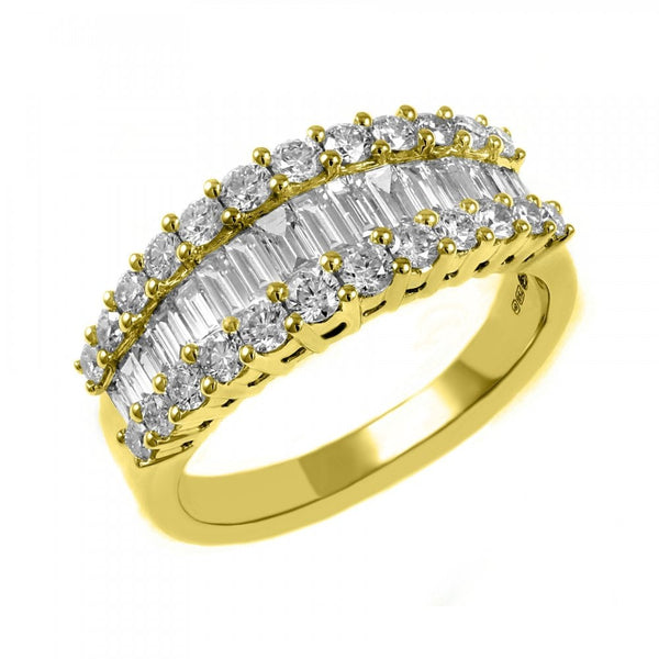 18ct yellow gold 1.30ct baguette & round diamond eternity ring