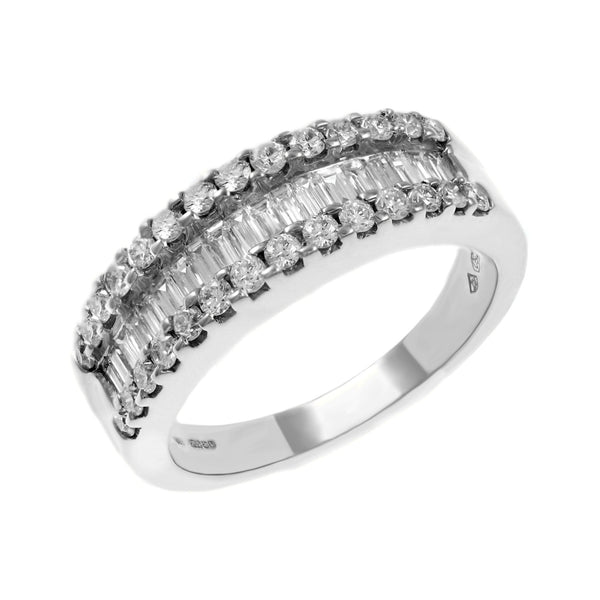 Platinum 1.04ct baguette & round diamond eternity ring
