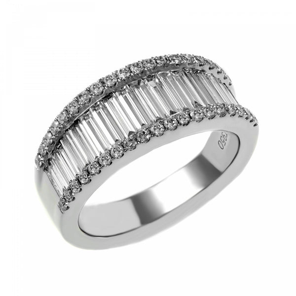 Platinum 1.77ct graduated baguette & round diamond eternity ring
