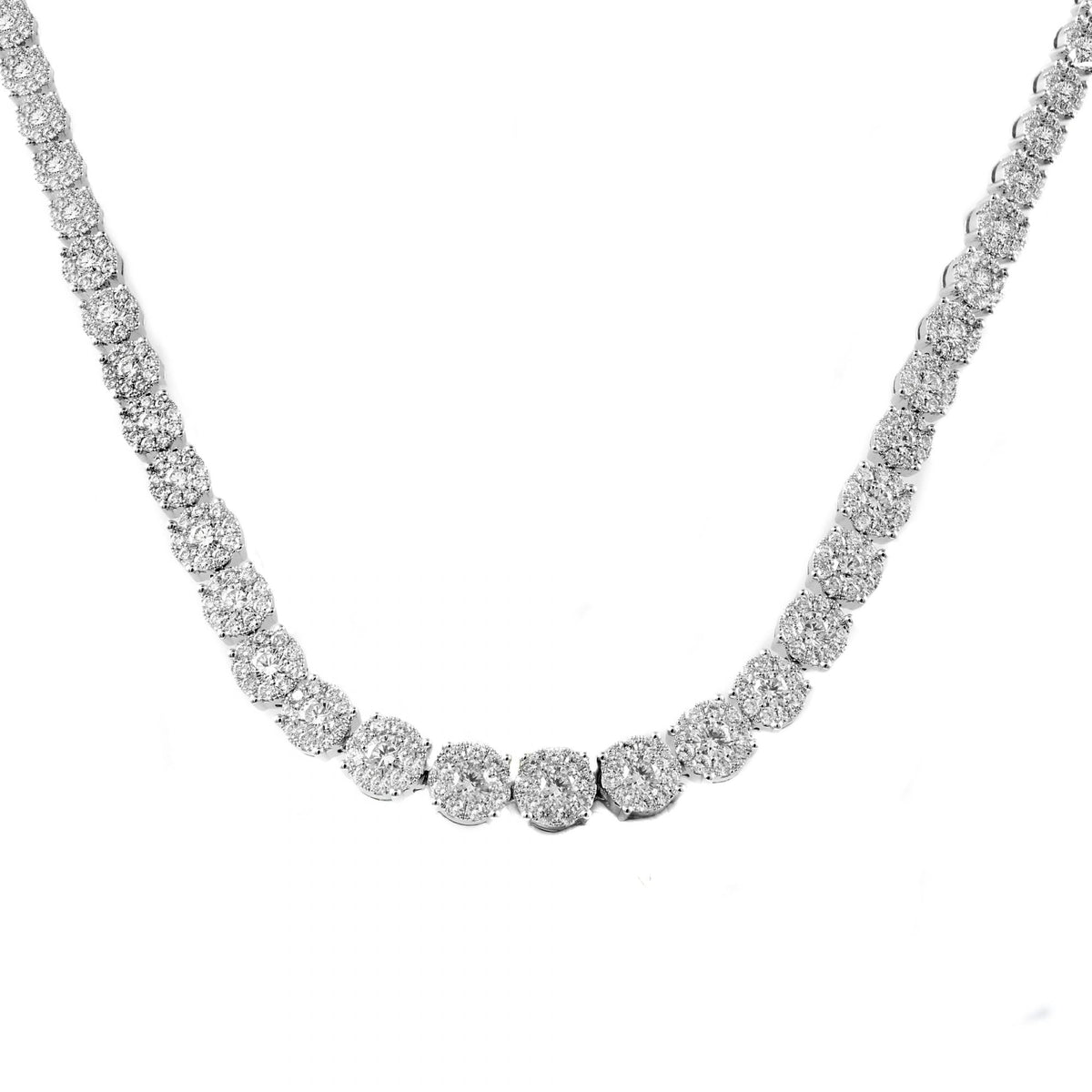 18ct white gold 10.34ct round graduated diamond necklace