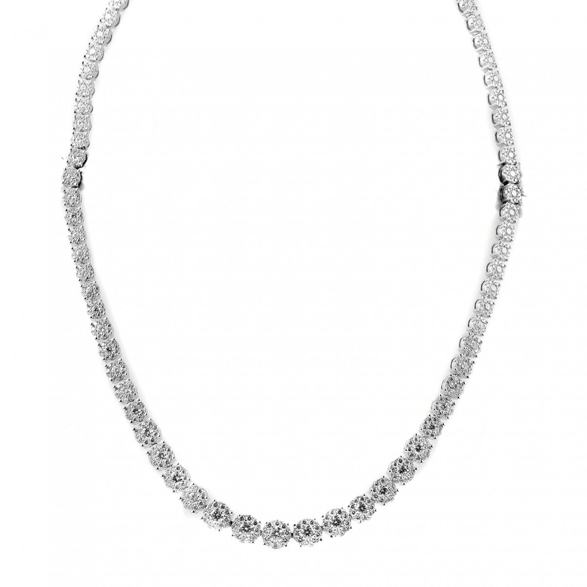 18ct white gold 10.34ct round graduated diamond necklace
