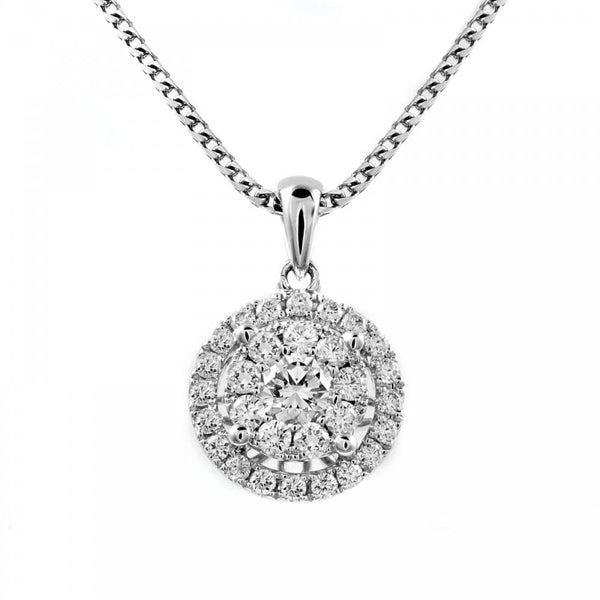 18ct white gold 0.62ct invisible set halo design pendant