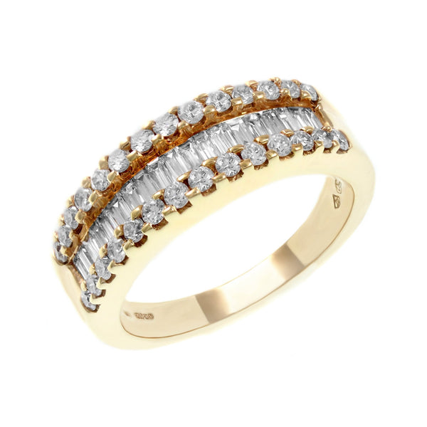 18ct rose gold 1.08ct baguette & round diamond eternity ring