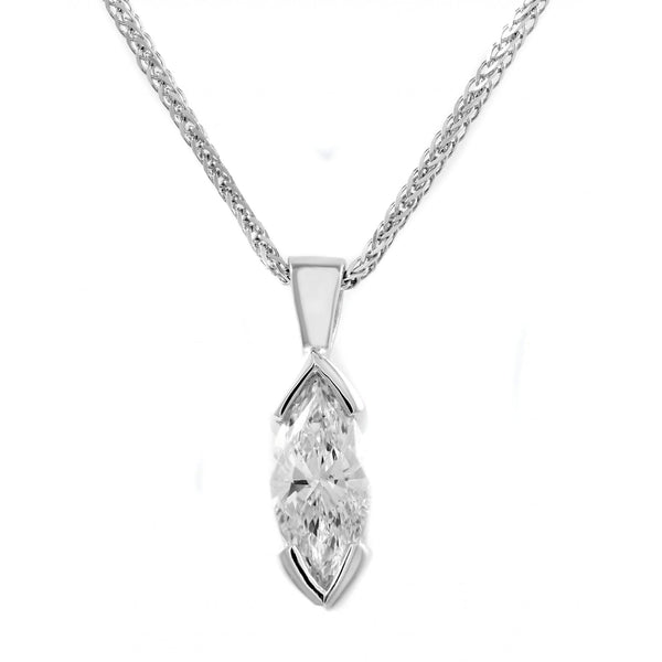 18ct white gold 1.00ct D SI1 EGL marquise cut diamond pendant