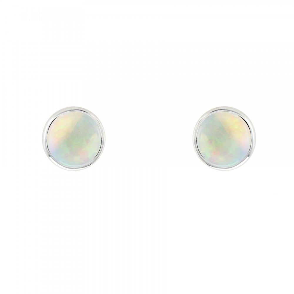 Platinum 5mm x 5mm opal stud earrings