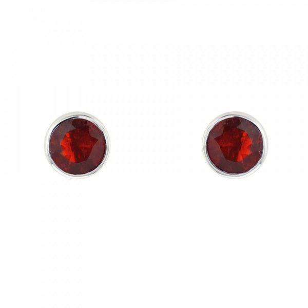 Platinum 5mm x 5mm fire opal stud earrings