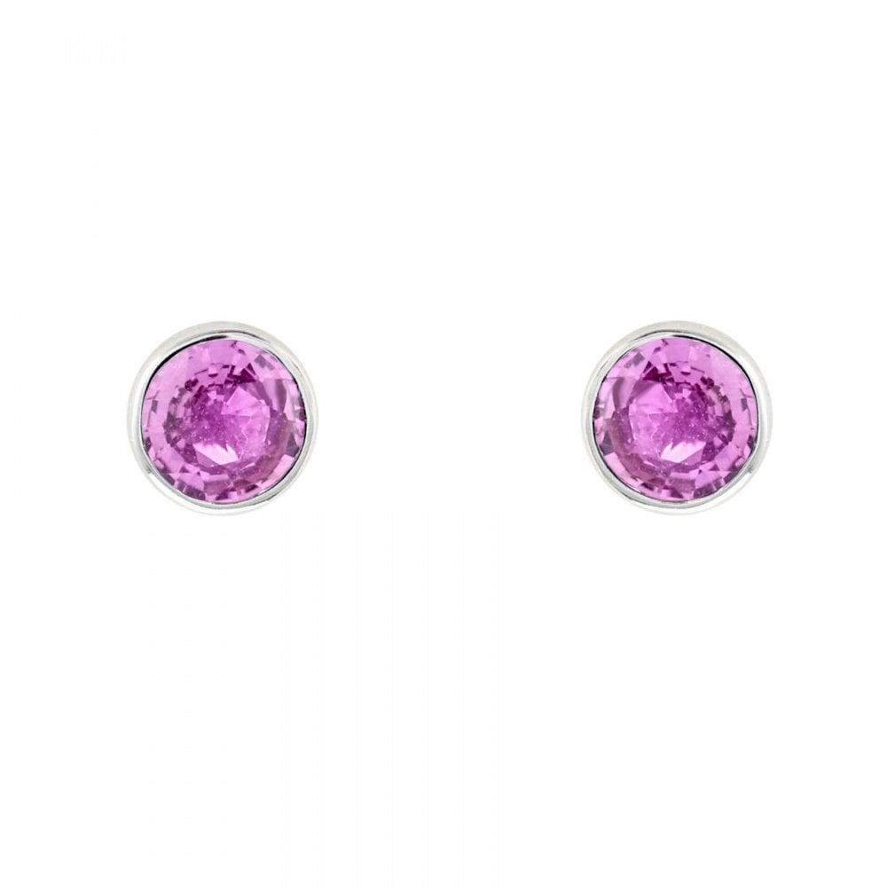 18ct white gold 5mm x 5mm pink sapphire stud earrings