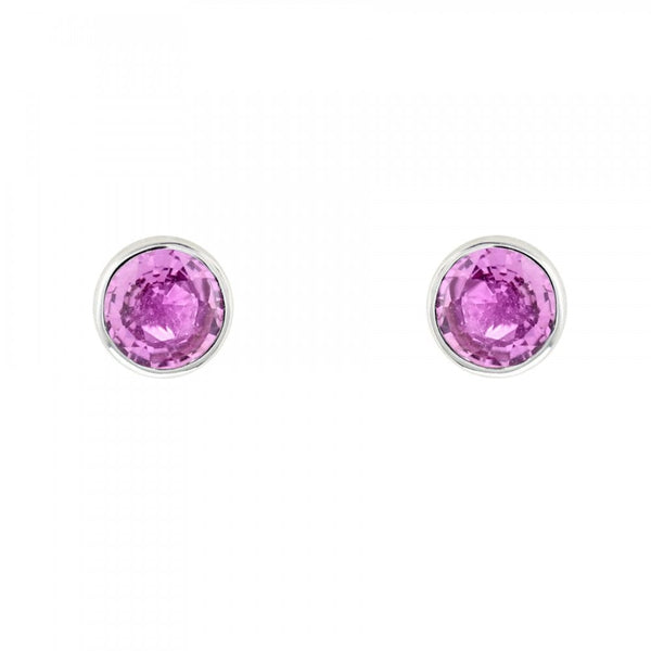 18ct white gold 5mm x 5mm pink sapphire stud earrings