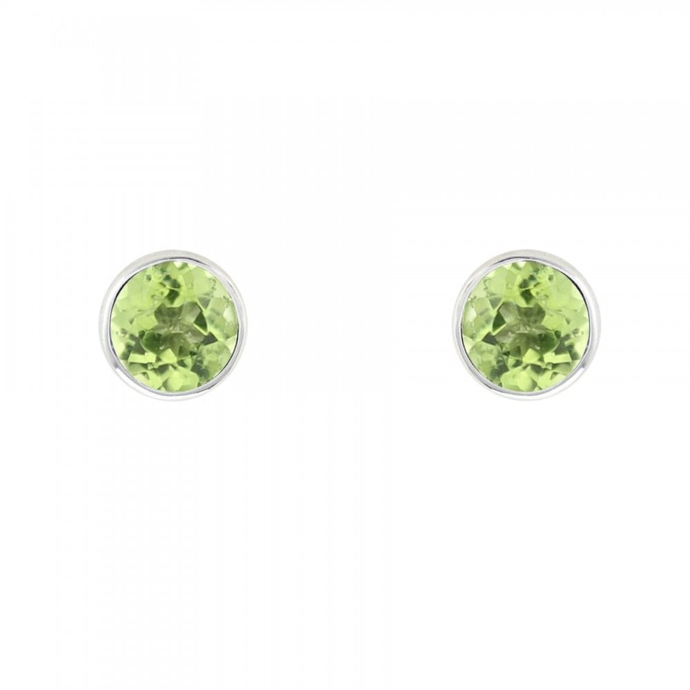Platinum 5mm x 5mm peridot stud earrings