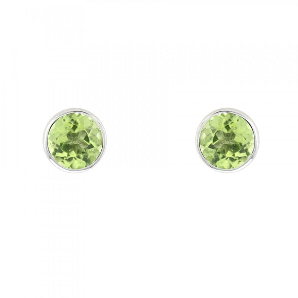 Platinum 5mm x 5mm peridot stud earrings