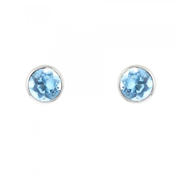 Platinum 5mm x 5mm blue topaz stud earrings